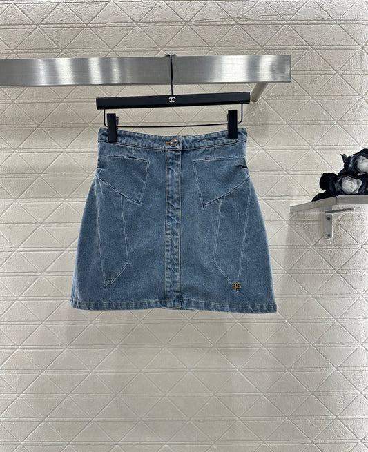 C 25 Bow Denim Skirt