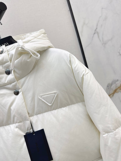 Pr 25 hooded long down jacket(NAVY/WHITE)