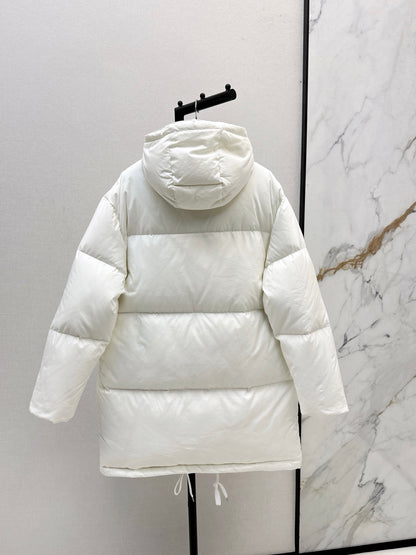 Pr 25 hooded long down jacket(NAVY/WHITE)