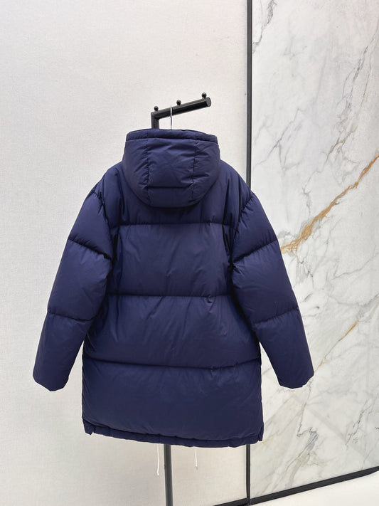 Pr 25 hooded long down jacket(NAVY/WHITE)
