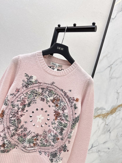 Di 25 Floral embroidered cashmere sweater