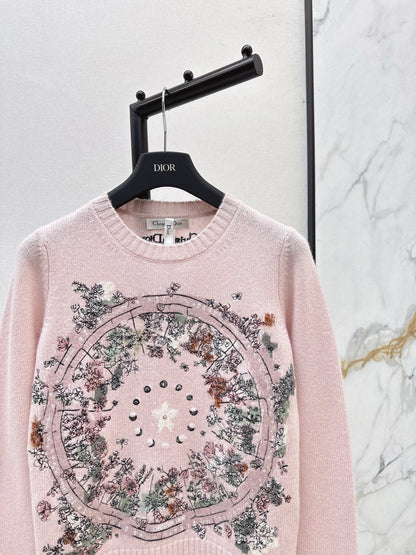 Di 25 Floral embroidered cashmere sweater