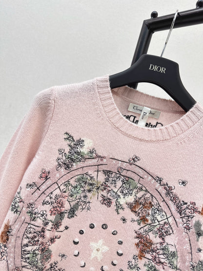 Di 25 Floral embroidered cashmere sweater