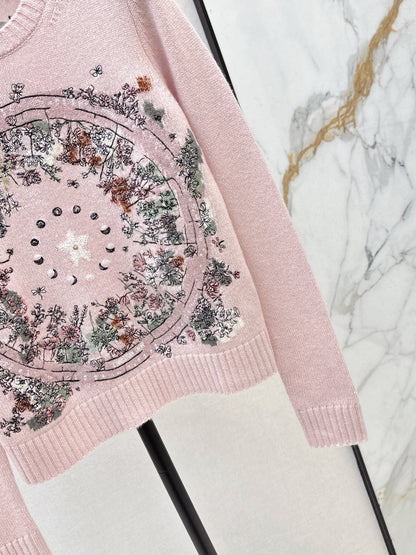 Di 25 Floral embroidered cashmere sweater