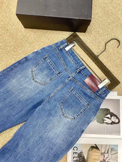 C 25 New Pearl Decorated Pocket Jeans