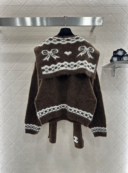 C 25 Shawl knitted wool sweater two-piece set