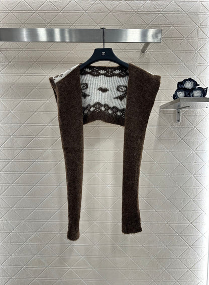C 25 Shawl knitted wool sweater two-piece set