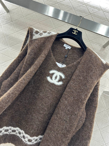 C 25 Shawl knitted wool sweater two-piece set