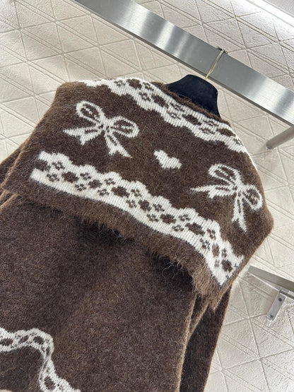 C 25 Shawl knitted wool sweater two-piece set