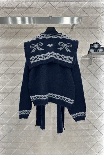 C 25 Shawl knitted wool sweater two-piece set