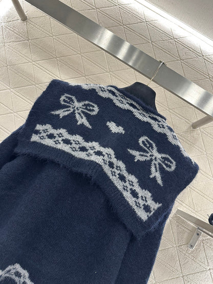 C 25 Shawl knitted wool sweater two-piece set