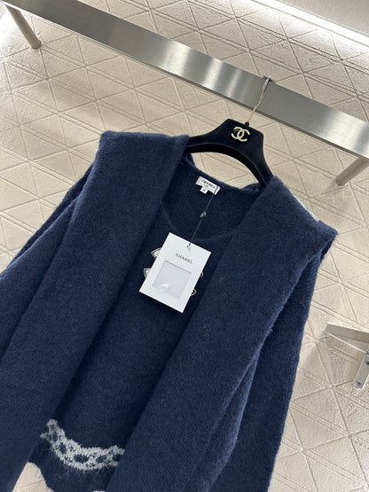 C 25 Shawl knitted wool sweater two-piece set