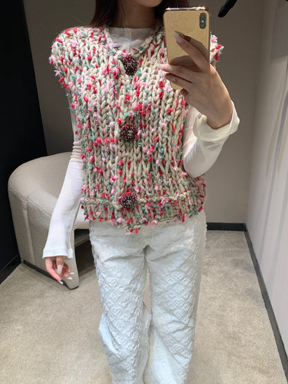 C 25 Vintage chunky needle three-button vest
