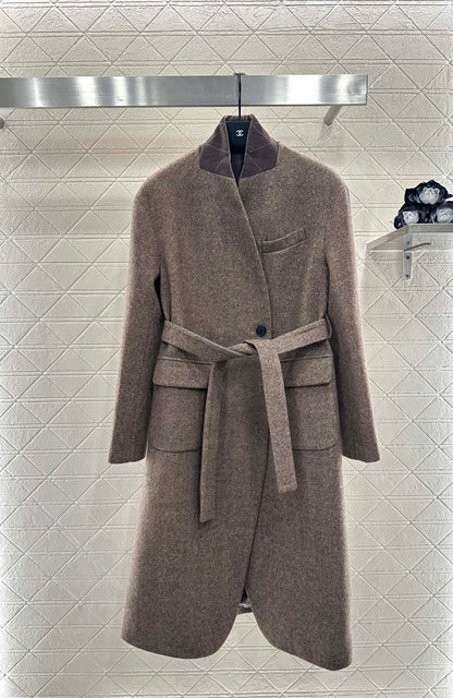 Bru 25 Belted long wool coat