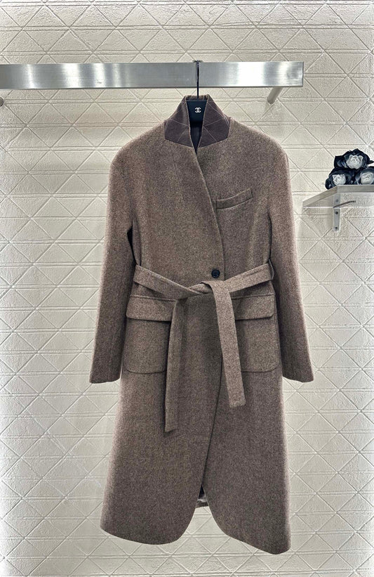 Bru 25 Belted long wool coat