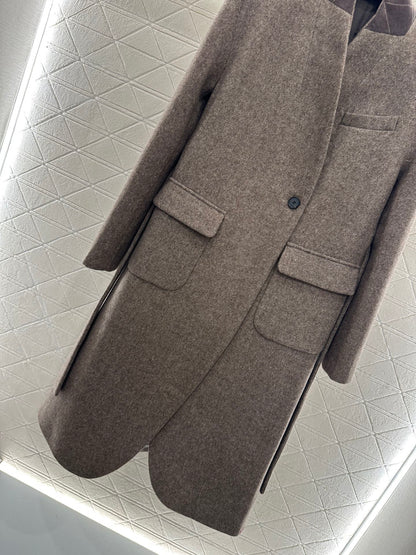 Bru 25 Belted long wool coat