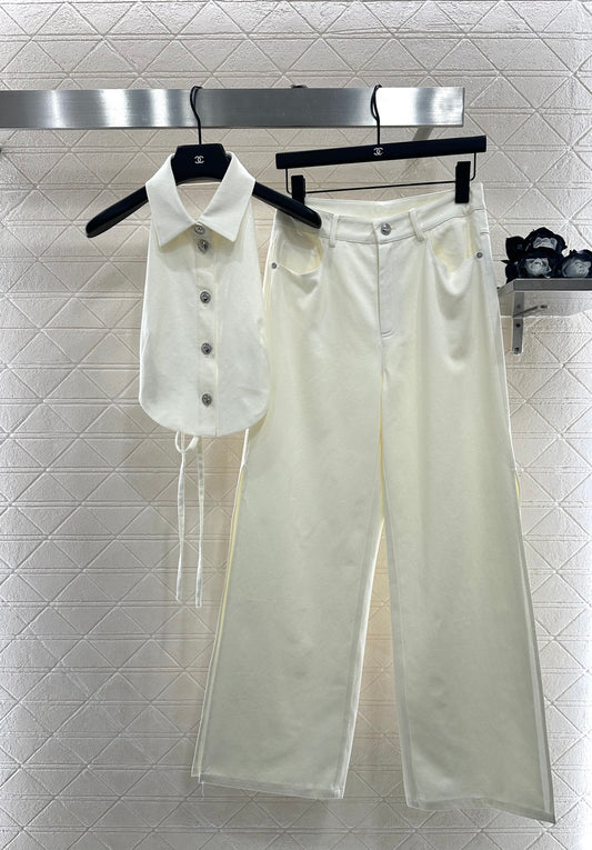 C 25 Waist halter vest + trousers set