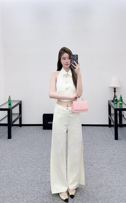 C 25 Waist halter vest + trousers set