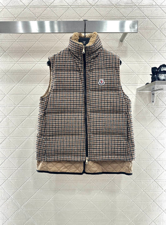 Mon 25fw Check Quilted Fake Two-Piece Down Vest