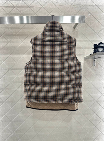 Mon 25fw Check Quilted Fake Two-Piece Down Vest