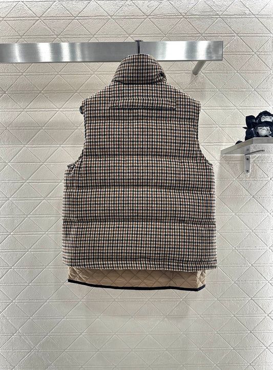Mon 25fw Check Quilted Fake Two-Piece Down Vest