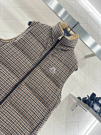 Mon 25fw Check Quilted Fake Two-Piece Down Vest