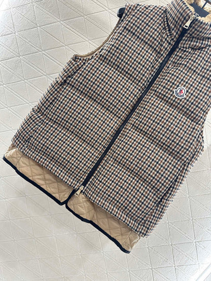 Mon 25fw Check Quilted Fake Two-Piece Down Vest
