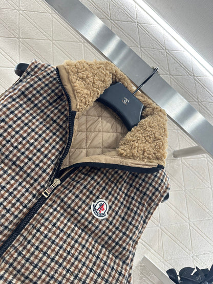 Mon 25fw Check Quilted Fake Two-Piece Down Vest