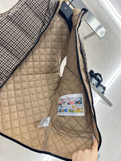 Mon 25fw Check Quilted Fake Two-Piece Down Vest
