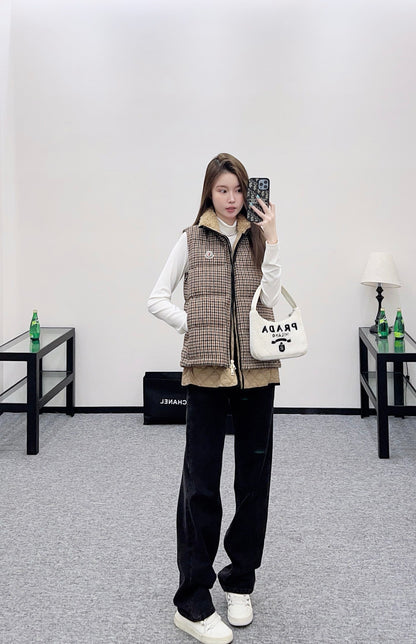 Mon 25fw Check Quilted Fake Two-Piece Down Vest