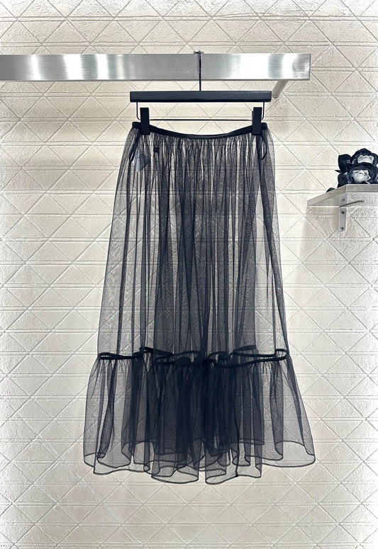 C 25 Mid-length transparent cake tulle skirt