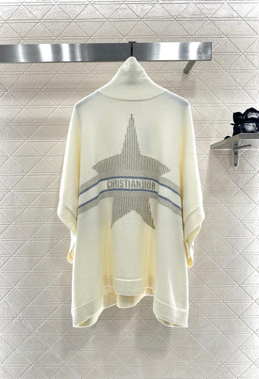 Dio 25 High-neck knitted wool and cashmere cape