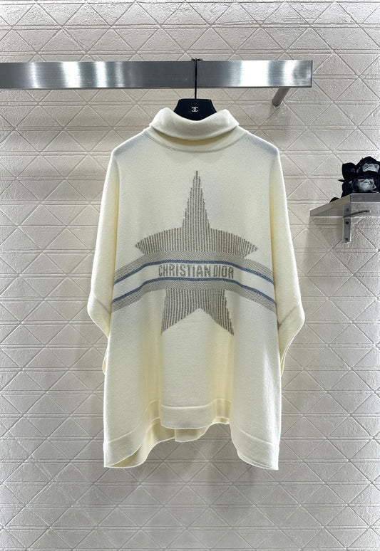 Dio 25 High-neck knitted wool and cashmere cape