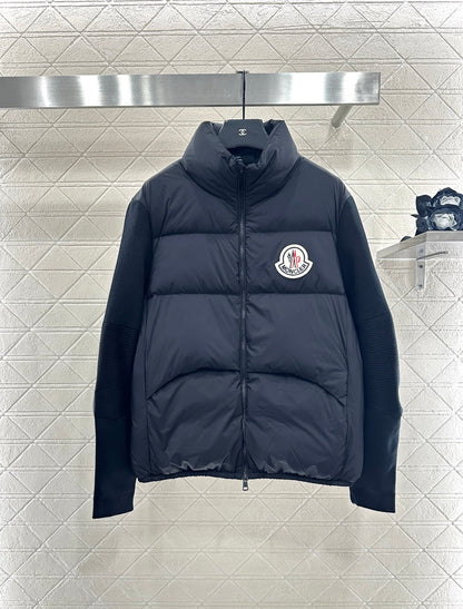 Mon 25fw paneled stand-up collar down jacket