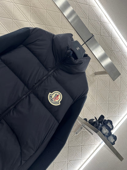 Mon 25fw paneled stand-up collar down jacket