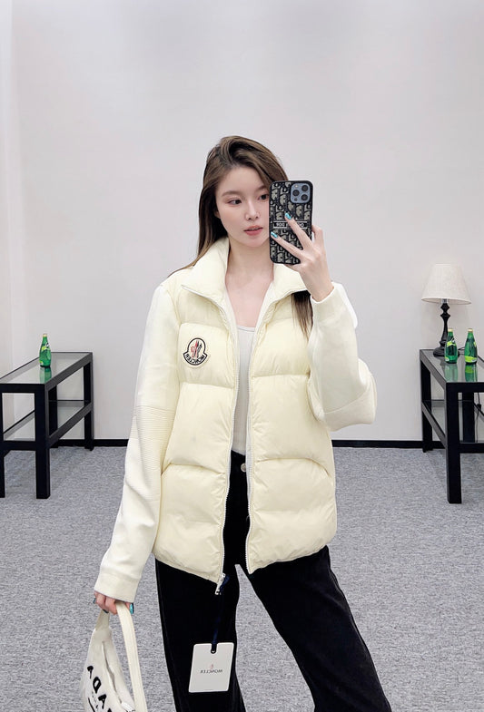 Mon 25fw paneled stand-up collar down jacket