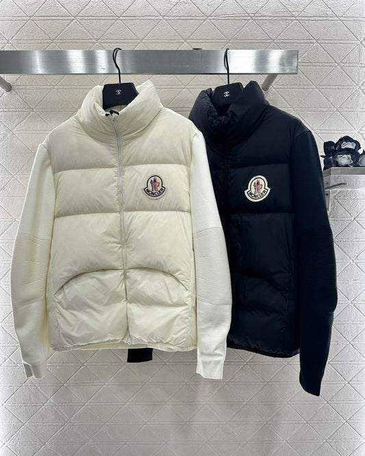 Mon 25fw paneled stand-up collar down jacket