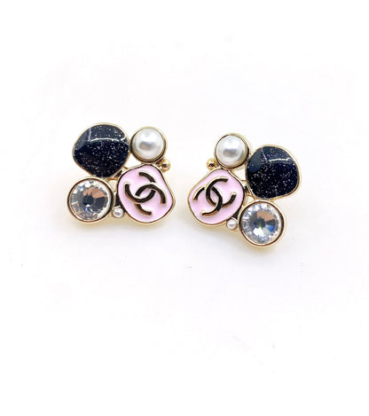 C 25 Pink + black earrings