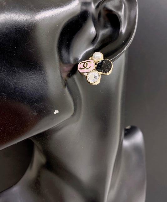 C 25 Pink + black earrings