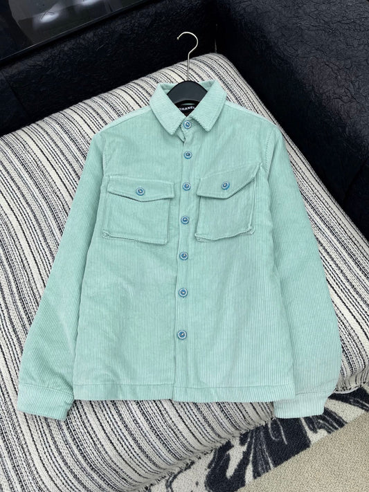 C 25 Vintage Button Corduroy Puffer Jacket（BEIGI/GREEN）