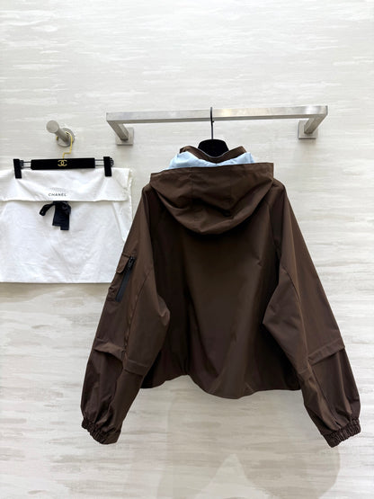 C 25 Vintage Hooded Cropped Jacket
