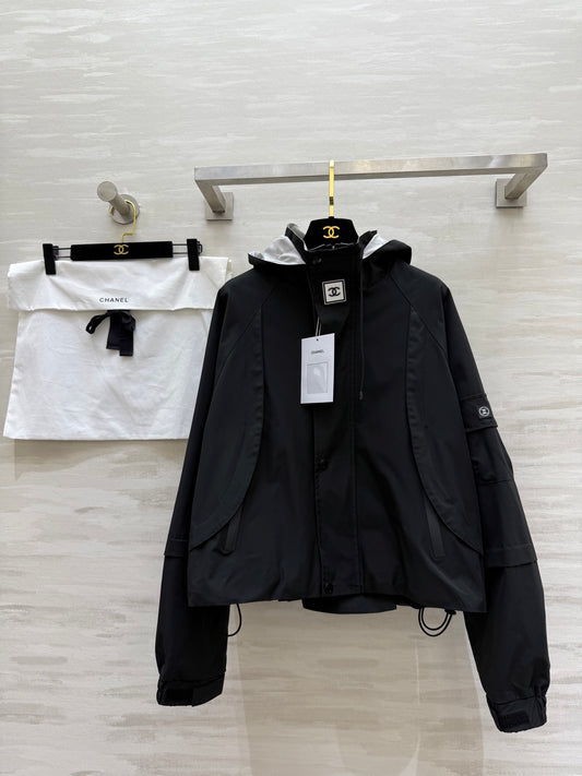 C 25 Vintage Hooded Cropped Jacket