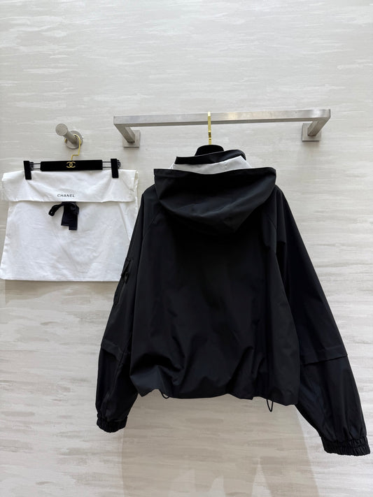 C 25 Vintage Hooded Cropped Jacket