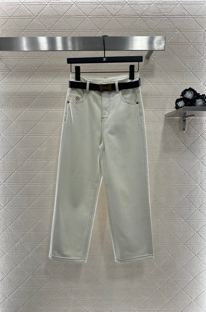 He 25 Straight-leg belted fleece jeans