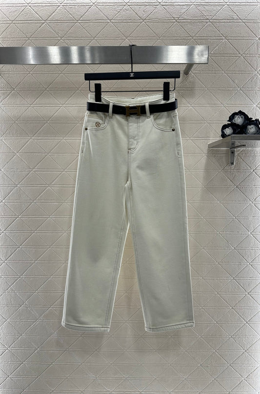 He 25 Straight-leg belted fleece jeans