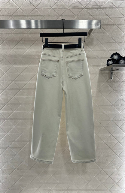 He 25 Straight-leg belted fleece jeans