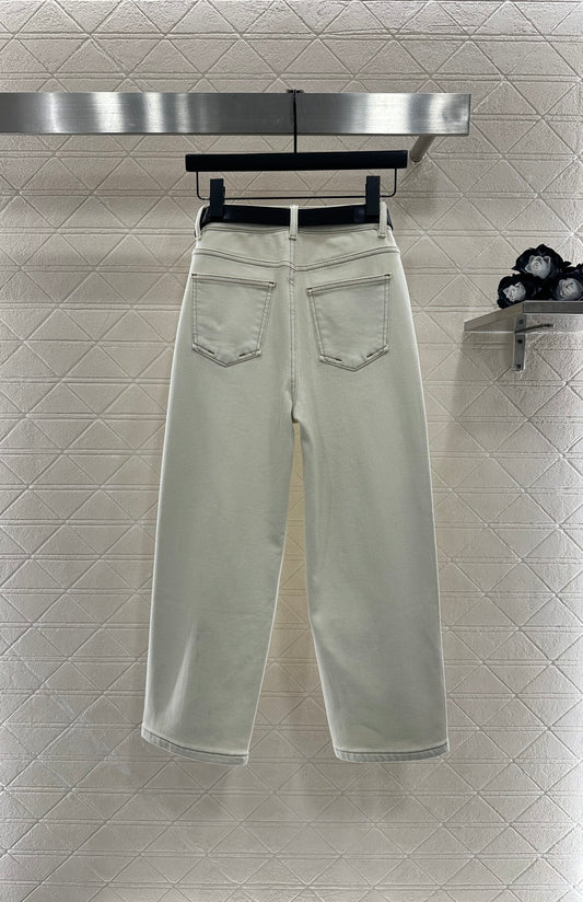 He 25 Straight-leg belted fleece jeans