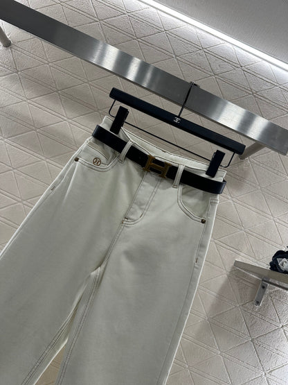 He 25 Straight-leg belted fleece jeans