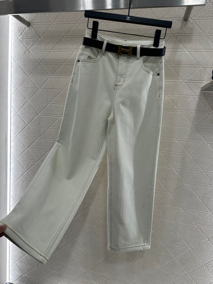 He 25 Straight-leg belted fleece jeans