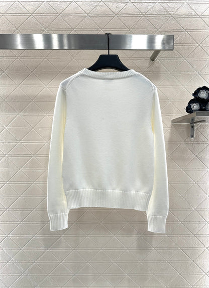 C 25 Hollow Bow Knitted Wool Sweater